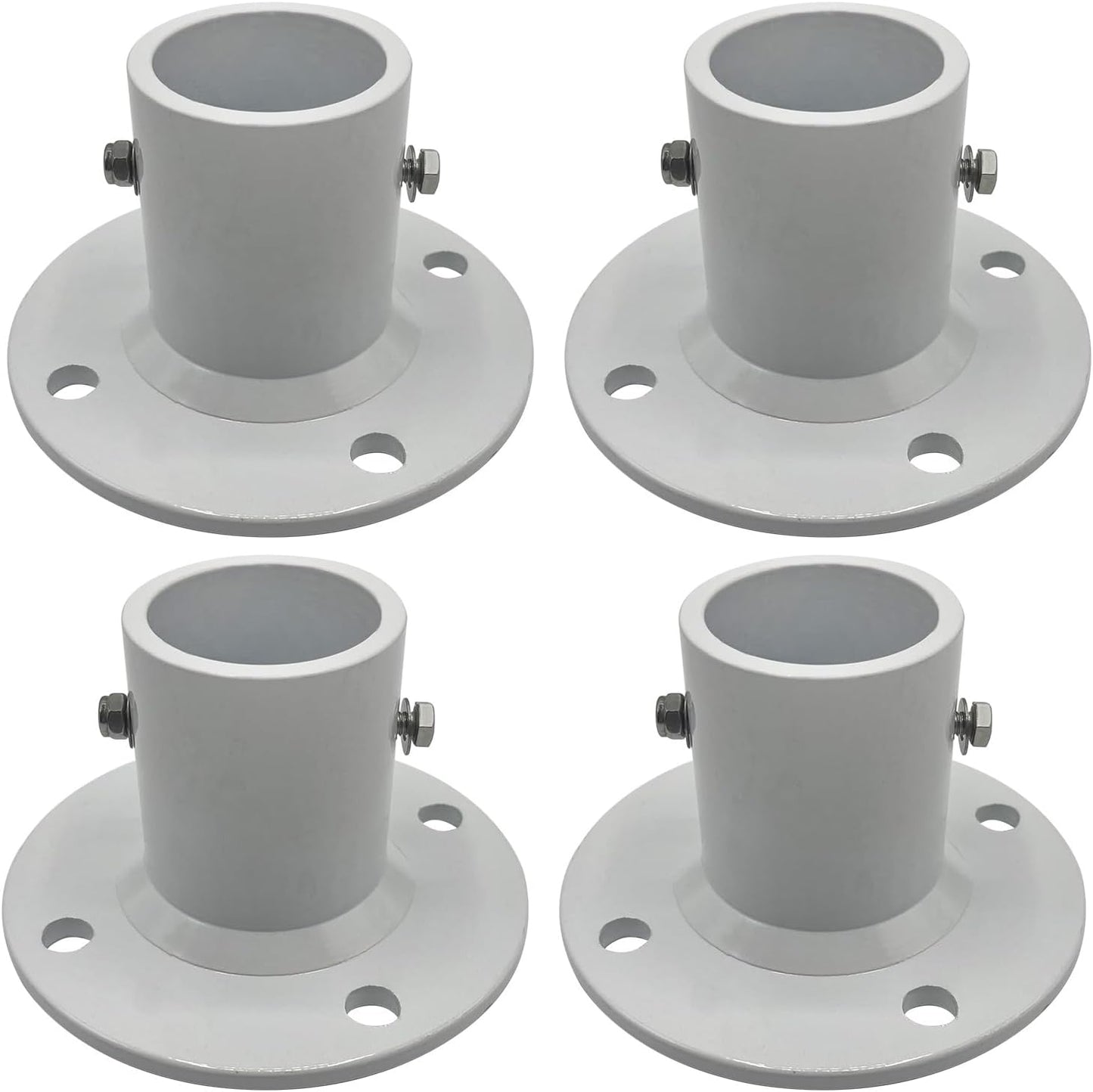 Poolzilla Deck Anchor Flange, High Grade Cast Aluminum in Matte White, Diameter: 1 7/8"