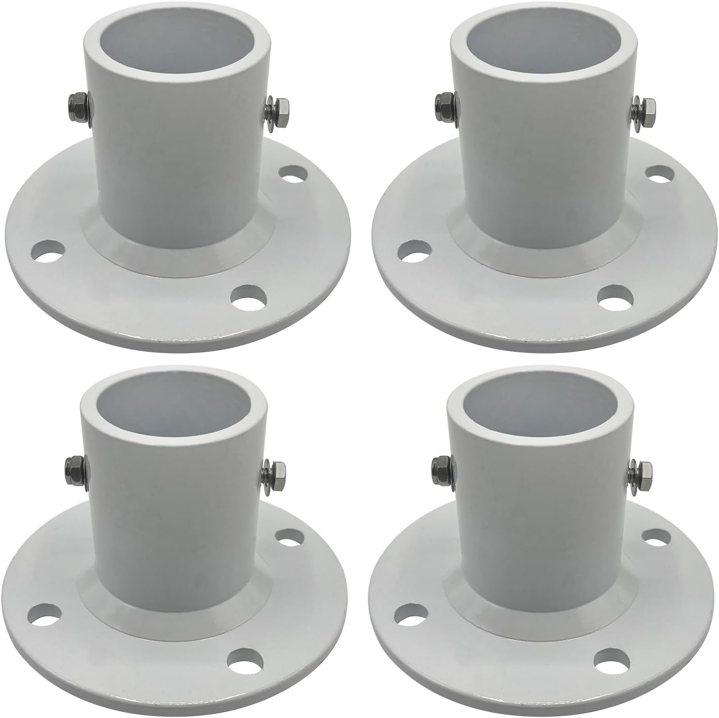 Poolzilla Deck Anchor Flange, High Grade Cast Aluminum in Matte White, Diameter: 1 7/8