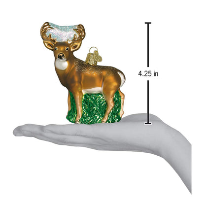 Old World Christmas Whitetail Deer Glass Blown Ornament for Christmas Tree, Handcrafted Holiday Decoration, Wildlife Animal Collection