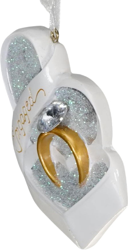 Engaged Heart Shaped Box and Ring with Gem Ornament