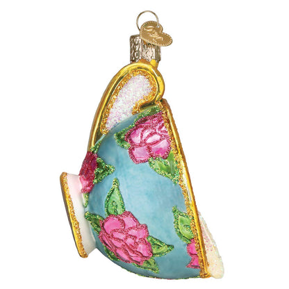 Old World Christmas Cup of Tea Glass Blown Ornament for Christmas Tree, Handcrafted Holiday Decoration, Tea Collection