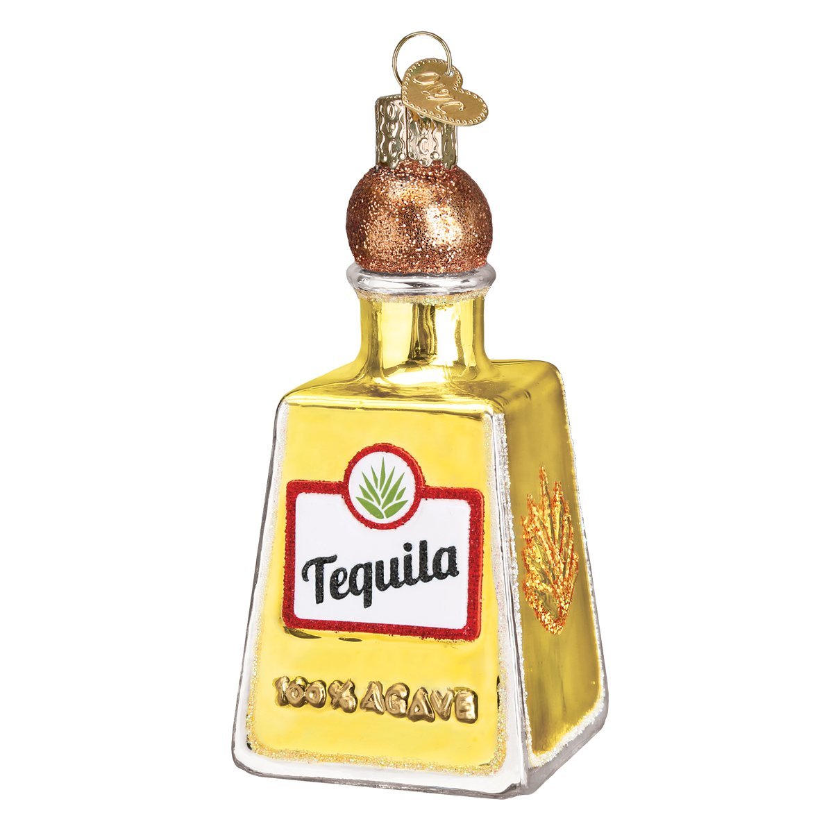 Old World Christmas Tequila Bottle Glass Blown Ornament for Christmas Tree, Handcrafted Holiday Decoration, Adult Beverages Collection
