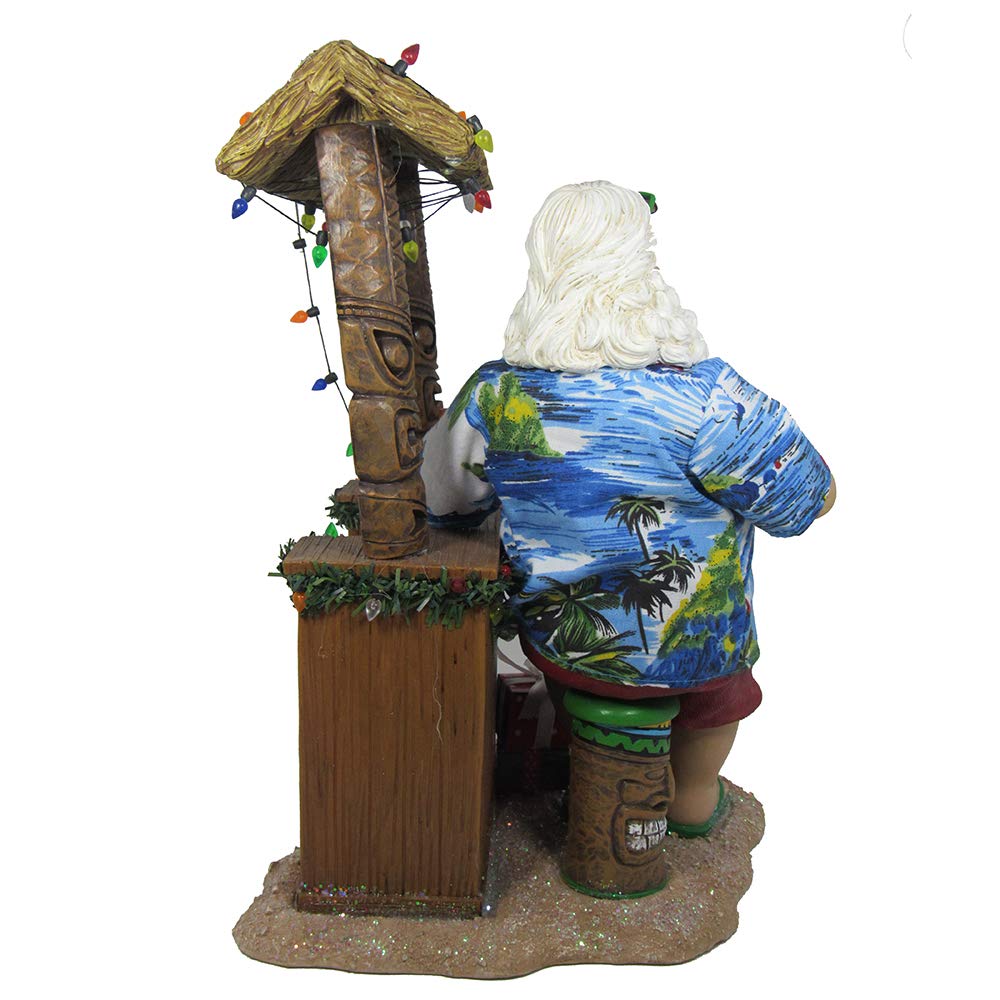 Kurt S. Adler, Inc. C2519 Kurt Adler 11" Beach Santa at Tiki bar Figure,Brown