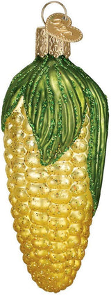 Old World Christmas Ear of Corn Glass Blown Ornament for Christmas Tree, Handcrafted Holiday Decoration, Vegetable Collection