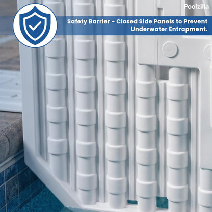 Poolzilla Premium Deck-Mounted Pool Ladder with Double Handrails - Blue & White - Fits 48"–54" Above Ground Pools