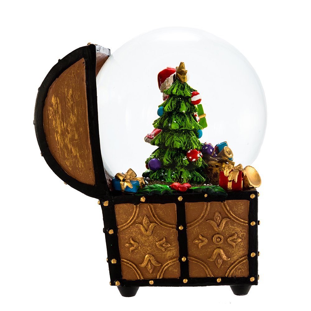 Kurt S. Adler J3259 100mm Wind-Up Musical Santa Water Globe in Treasure Chest