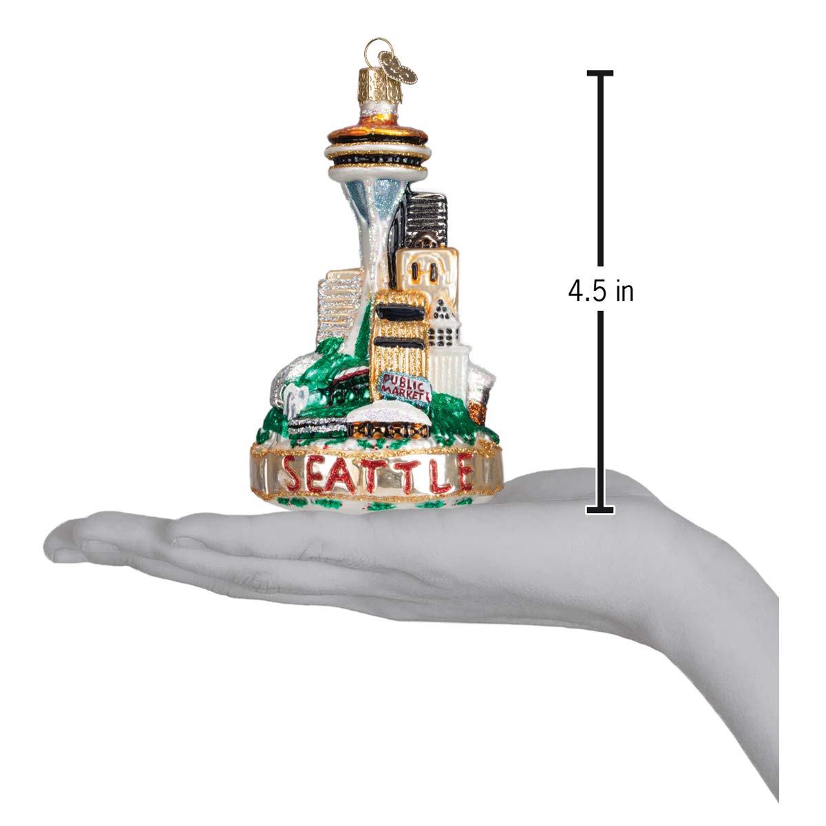 Old World Christmas Cities, Places and Landmarks Glass Blown Ornaments for Christmas Tree Seattle Skyline