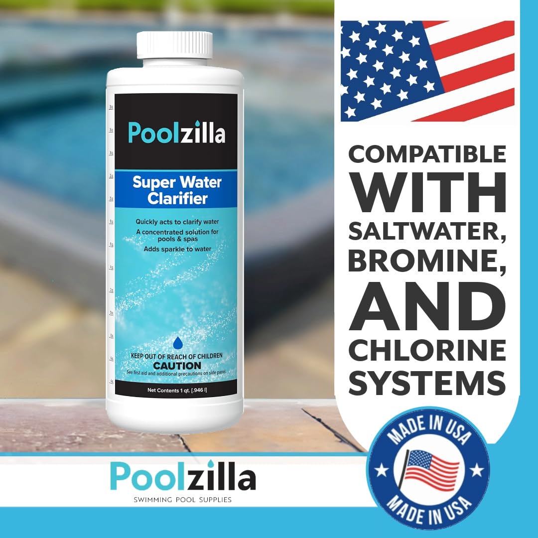 Poolzilla Super Water Clarifier (1 QT) Concentrated Solution for Pools and Spas