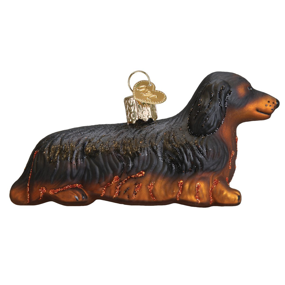 Old World Christmas Glass Blown Ornament Long-Haired Dachshund (12493)