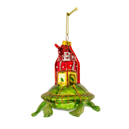 Kurt Adler 4" Glass Turtle with Gift Ornament for Christmas