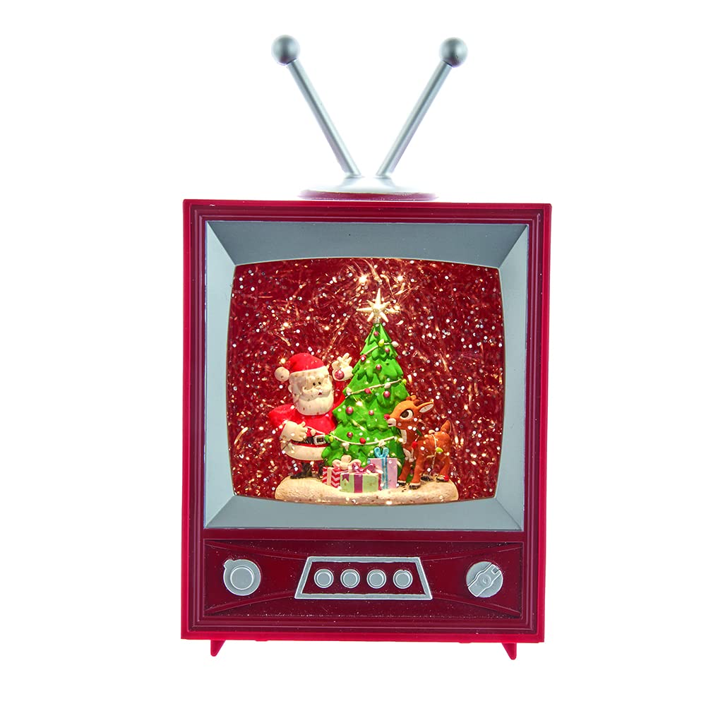 Kurt S. Adler Battery-Operated Rudolph and Santa Musical TV Table Piece, 8.5-Inch, Multi-Colored