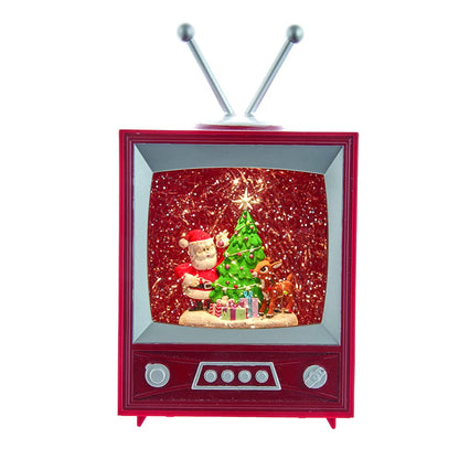 Kurt S. Adler Battery-Operated Rudolph and Santa Musical TV Table Piece, 8.5-Inch, Multi-Colored