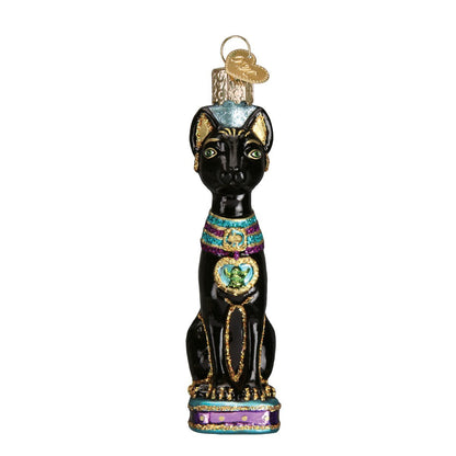 Old World Christmas Egyptian Cat Glass Blown Ornament for Christmas Tree, Handcrafted Holiday Decoration, Cat Collection