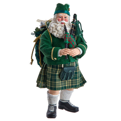 Kurt Adler 10.5-Inch Fabriché Musical Irish Bagpiper Santa
