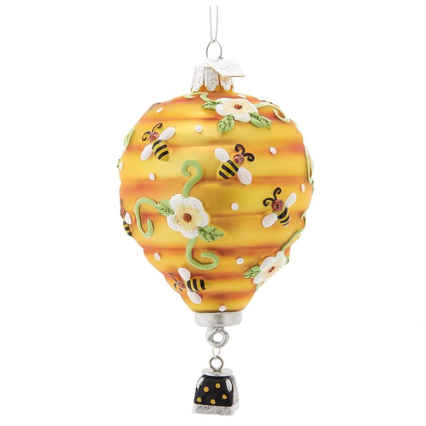 Kurt S. Adler Noble Gems? Glass Ornament (5" Honey Bee Hive Hot Air Balloon Christmas Tree D‚cor NB1565)