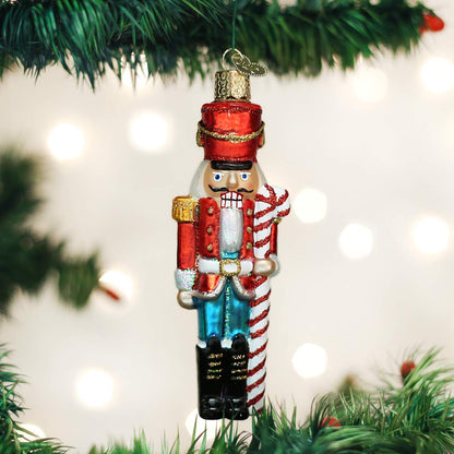 Old World Christmas Peppermint Nutcracker Glass Blown Ornament for Christmas Tree, Handcrafted Holiday Decoration, Holiday Collection