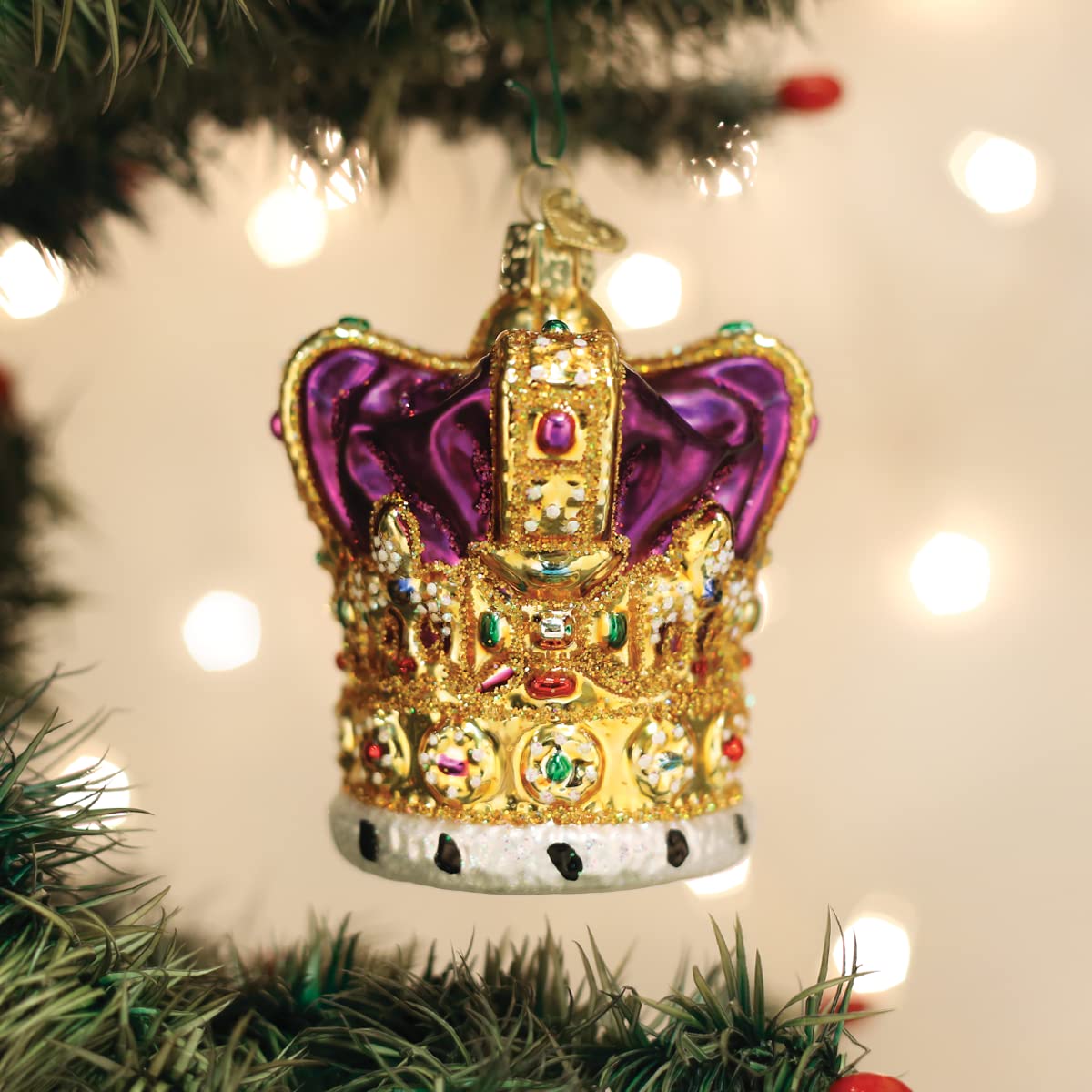 Old World Christmas King's Crown Glass Blown Ornament for Christmas Tree, Handcrafted Holiday Decoration, Royalty Collection