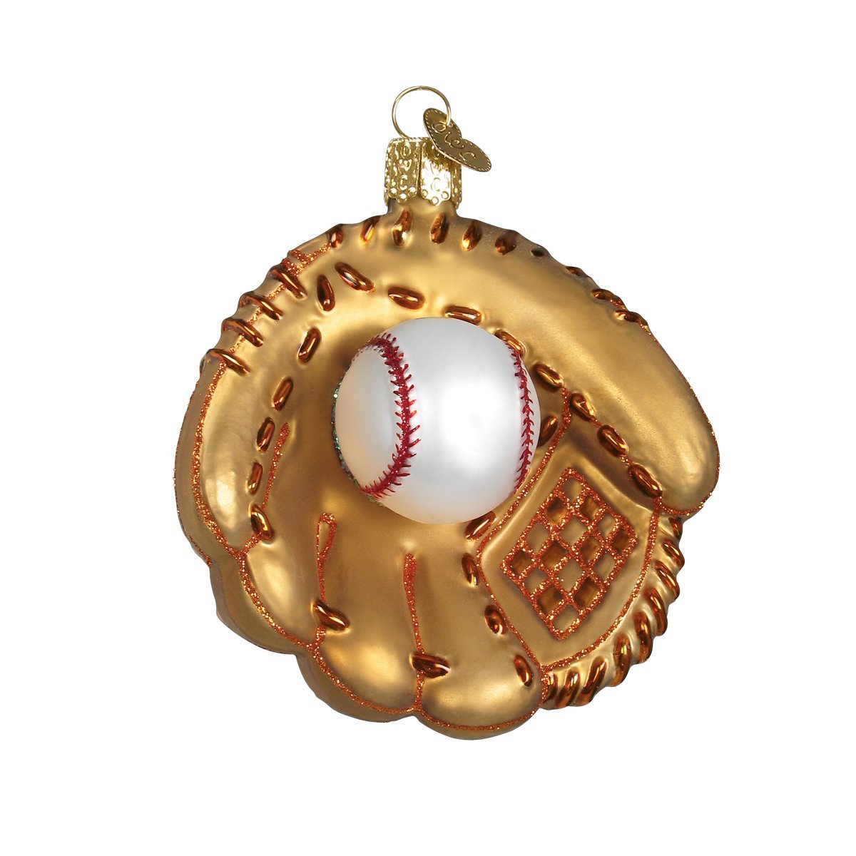 Old World Christmas Baseball Mitt Glass Blown Ornament for Christmas Tree, Handcrafted Holiday Decoration, Sport Collection