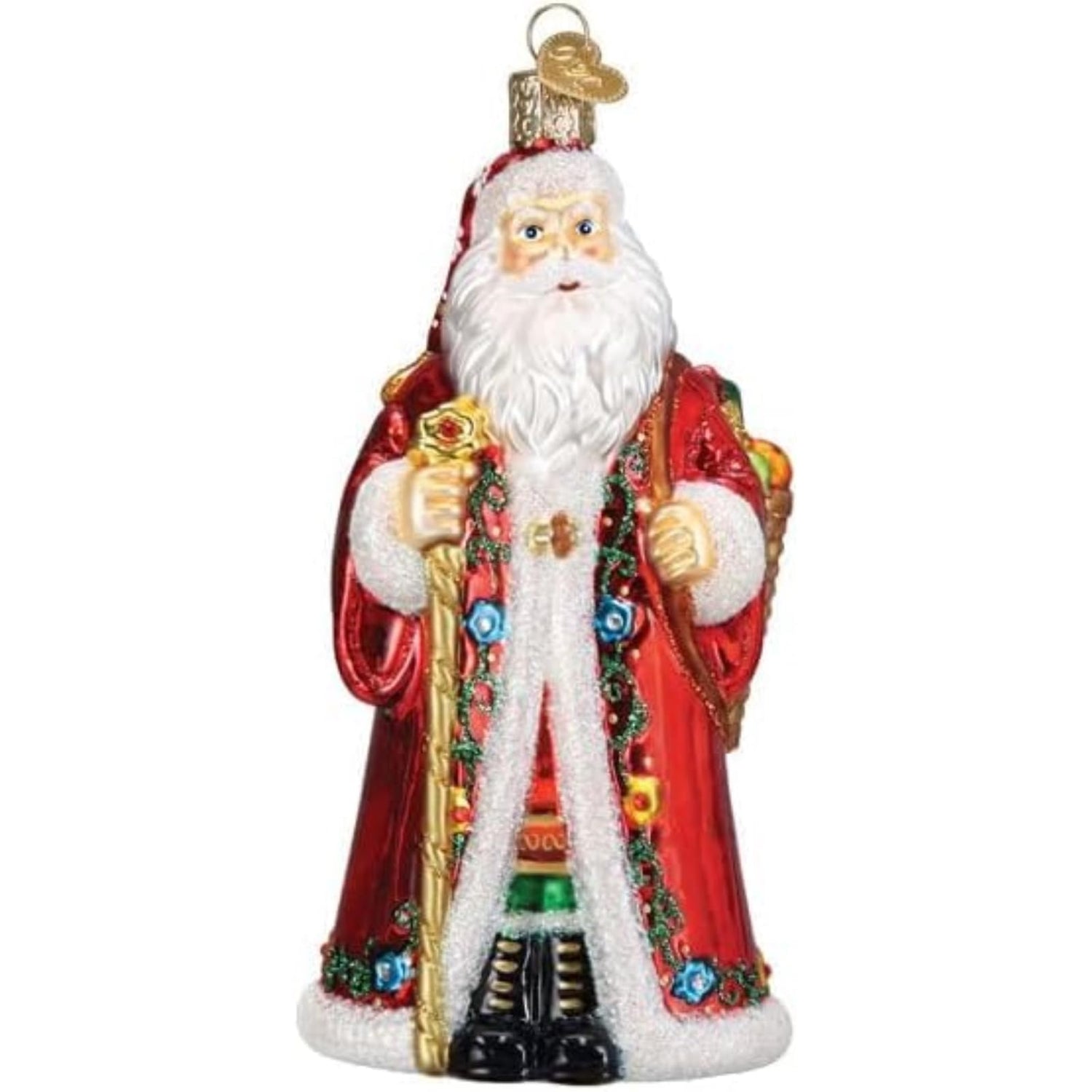 Old World Christmas Norwegian Santa Glass Hanging Ornament