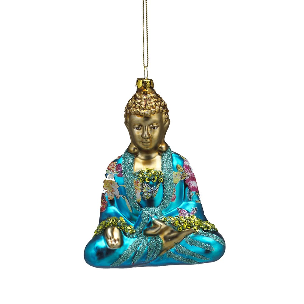 Kurt Adler 5.25" Glass Buddha Ornament,Christmas