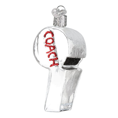 Old World Christmas Coach's Whistle Glass Blown Ornament for Christmas Tree, Handcrafted Holiday Decoration, Sports Collection