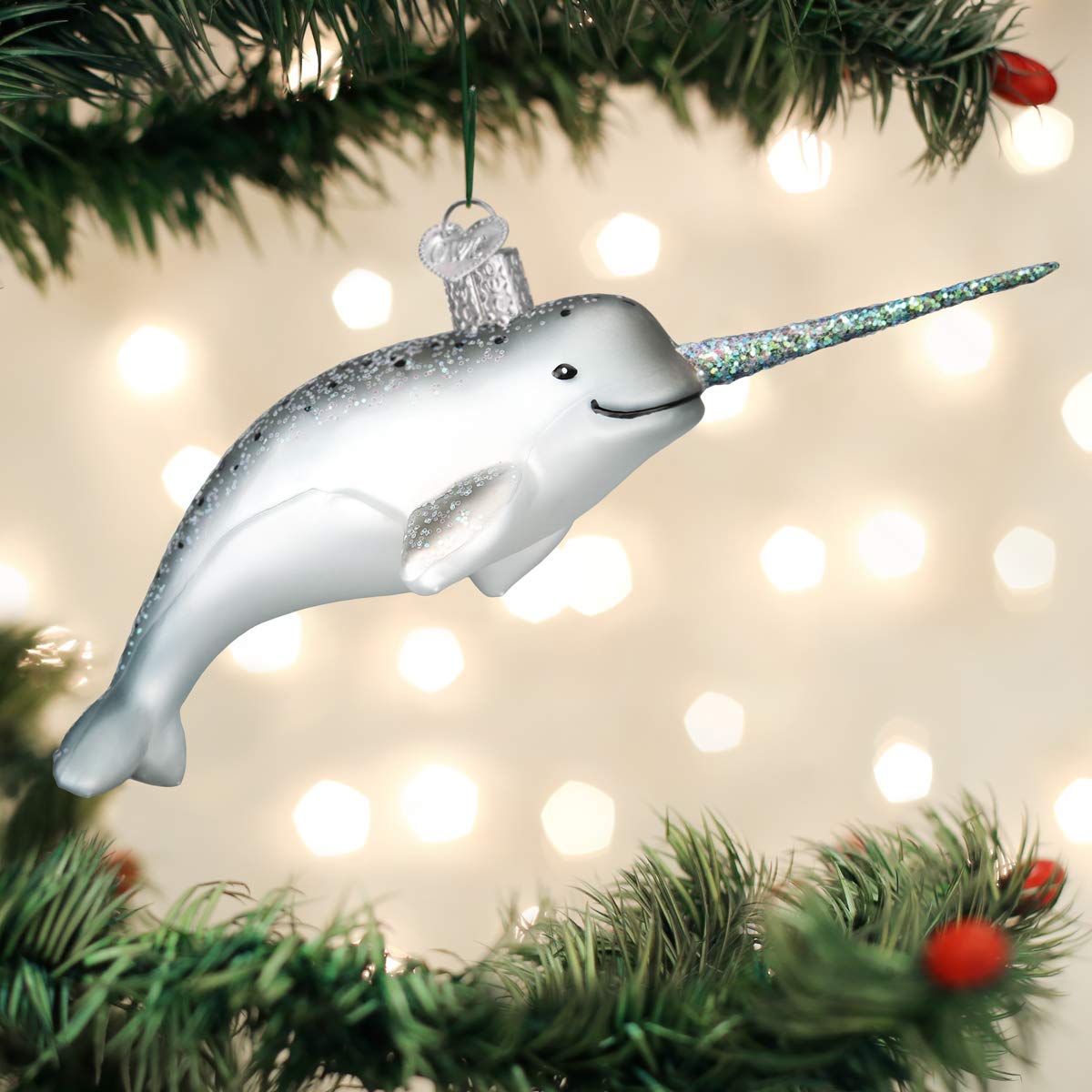 Old World Christmas NARWHAL Ornament, Multi 2x6