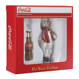Old World Christmas Coca-Cola Polar Bear Set Glass Blown Ornament for Christmas Tree, Handcrafted Holiday Decoration, Coca-Cola Collection