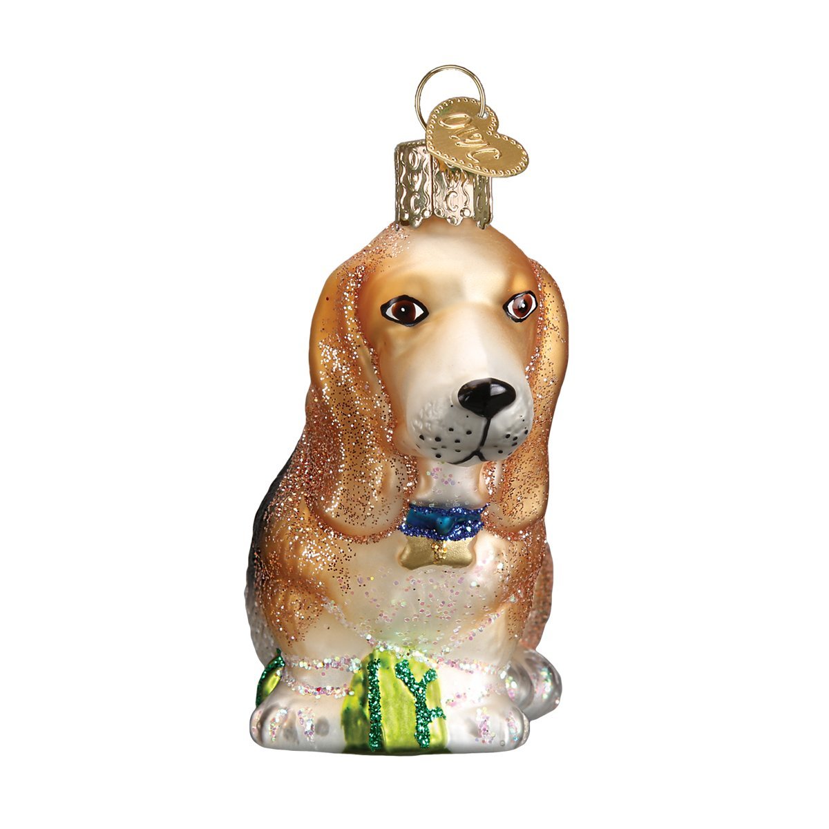 Old World Christmas Dog Collection Glass Blown Ornaments for Christmas Tree Basset Hound 1.5 x 3