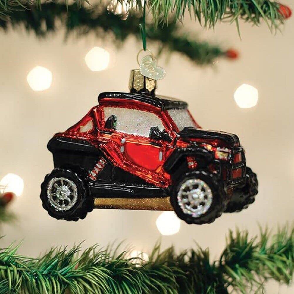 Old World Christmas Side-by-Side ATV Glass Blown Ornament for Christmas Tree, Handcrafted Holiday Decoration, Transportation Collection
