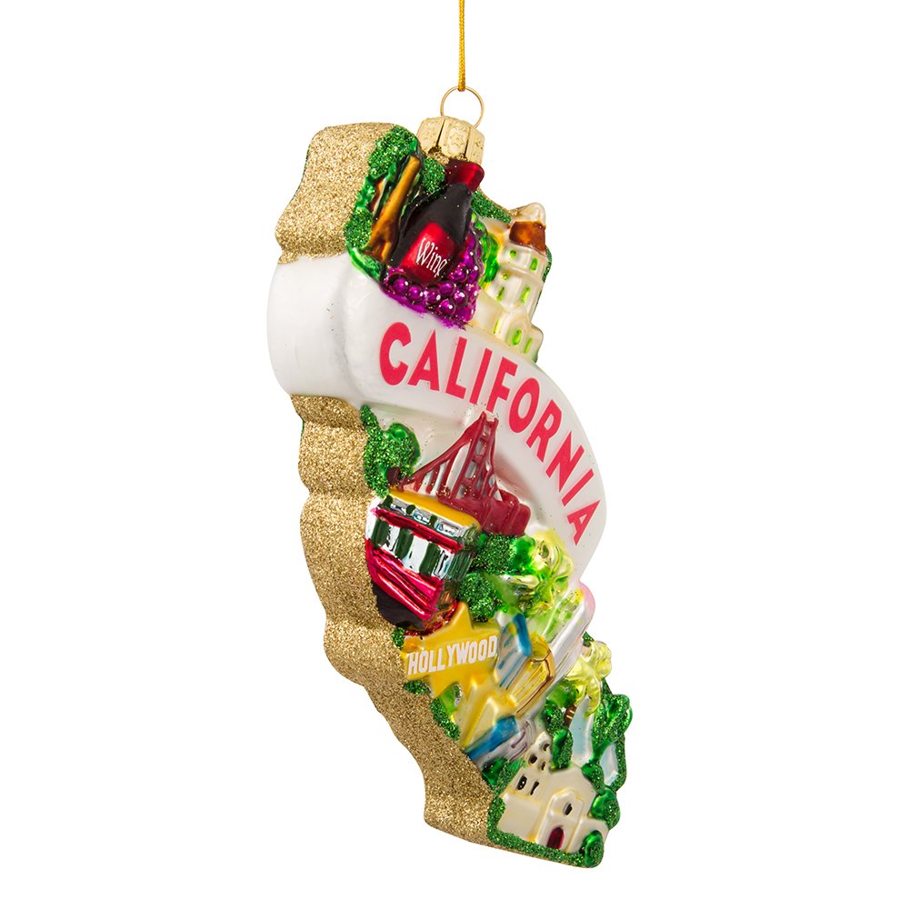 Kurt Adler Glass California Ornament, 5-Inch for Christmas