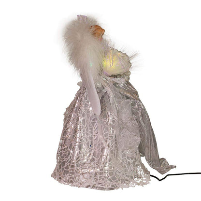 Kurt S. Adler Kurt Adler 12-Inch CUL Fiber Optic LED Silver Angel Treetop Tree Topper, Multi