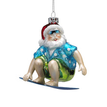 Kurt S. Adler Beach Nautical Themed Glass Ornaments (4" Glass Beach Santa Surfing Christmas Ornament J8914)