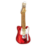 Old World Christmas Red Electric Guitar Glass Blown Ornament for Christmas Tree, Handcrafted Holiday Decoration, Music Collection