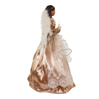 Kurt Adler 16-Inch White/Rose Gold Black Angel Tree Topper