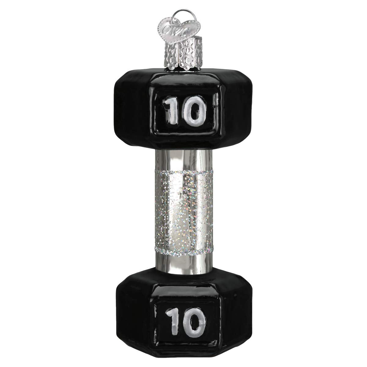 Old World Christmas Dumbbell Glass Blown Ornament for Christmas Tree, Handcrafted Holiday Decoration, Sport Collection