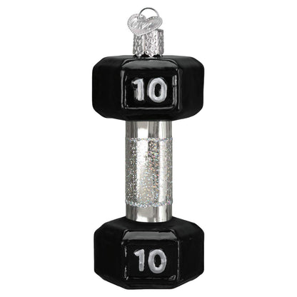 Old World Christmas Dumbbell Glass Blown Ornament for Christmas Tree, Handcrafted Holiday Decoration, Sport Collection
