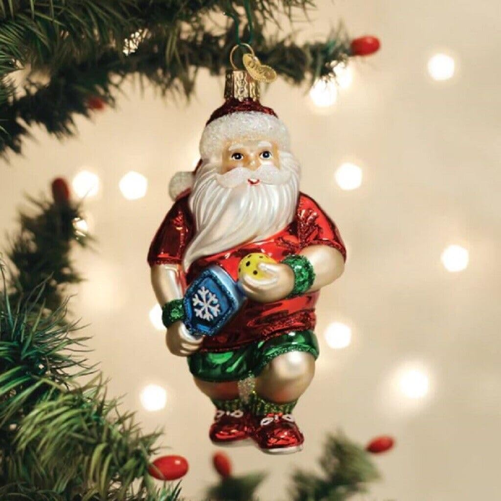 Old World Christmas Pickleball Santa Glass Blown Ornamnet for Christmas Tree