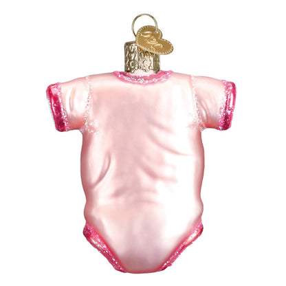 Old World Christmas Pink Baby Onesie Glass Blown Ornament for Christmas Tree 3x3