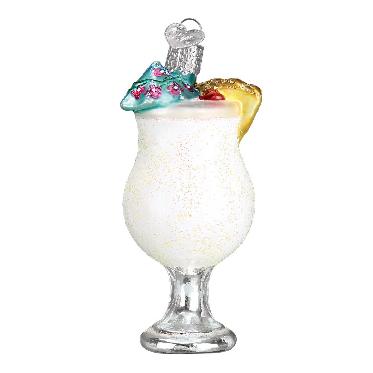 Old World Christmas Piña Colada Glass Blown Ornament for Christmas Tree, Handcrafted Holiday Decoration, Adult Beverages Collection