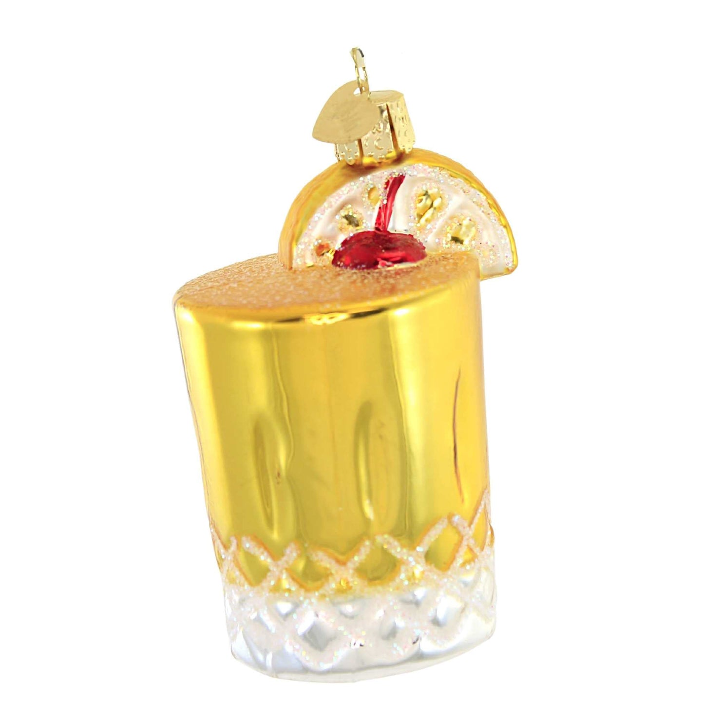 Old World Christmas Whiskey Sour Glass Blown Ornament for Christmas Tree, Handcrafted Holiday Decoration, Adult Beverages Collection
