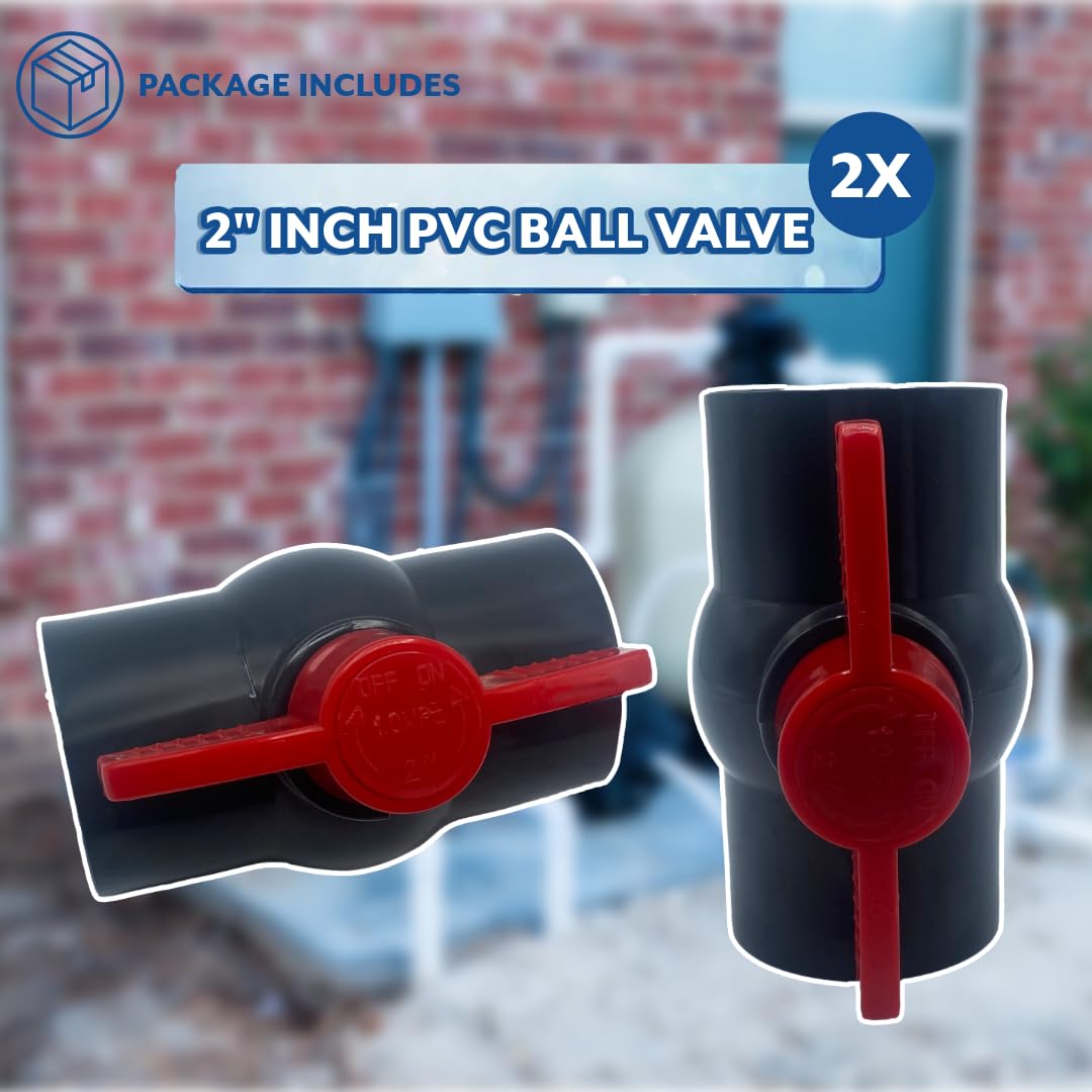 Poolzilla 2" PVC Ball Valve (2 Pack) | Rated at 150 PSI