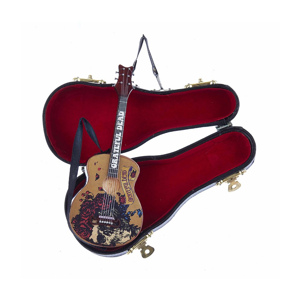 Kurt Adler Grateful Dead Guitar Ornament with Guitar Case, 5.5"