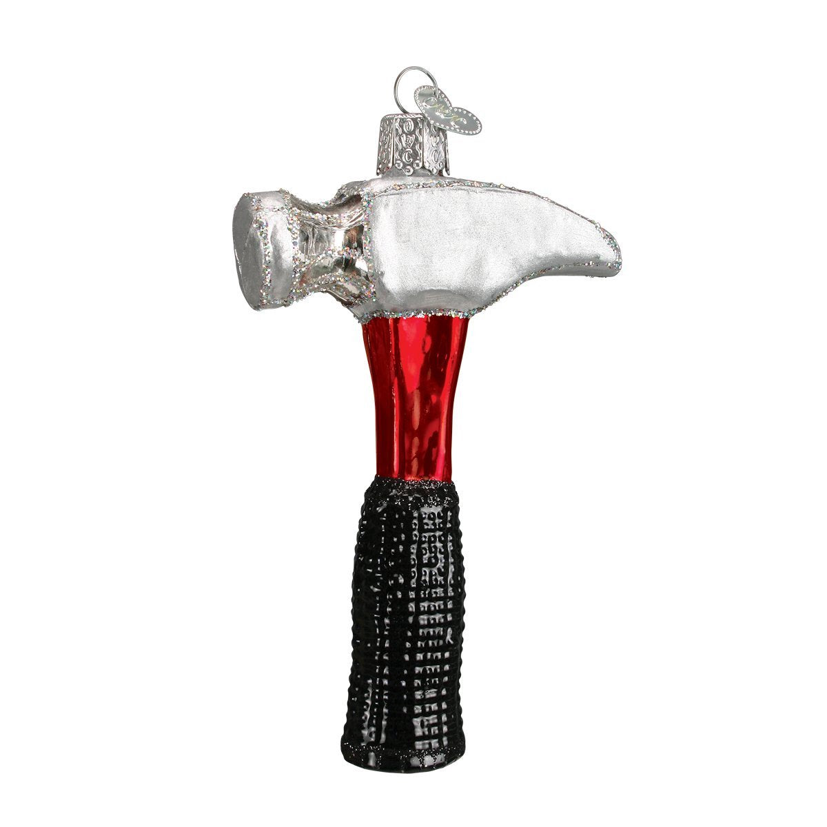 Old World Christmas Ornaments: Contractor Tools Glass Blown Ornaments for Christmas Tree, Claw Hammer, Red, Black, Silver, 4.500 (32093)
