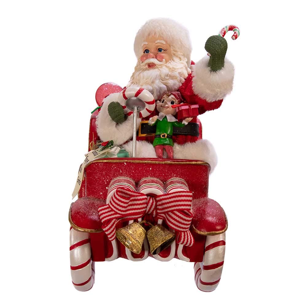 Kurt S. Adler Kurt Adler 8.5-Inch Fabrich‚ Musical Candy Car Santa, Multi