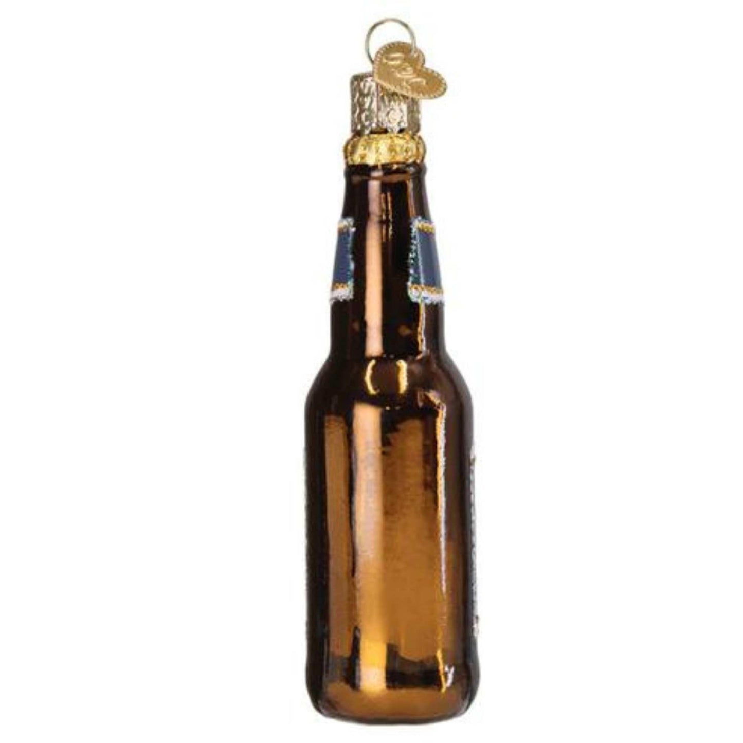 Old World Christmas Blue Moon Bottle Glass Blown Ornament for Christmas Tree, Handcrafted Holiday Decoration, Beer Collection
