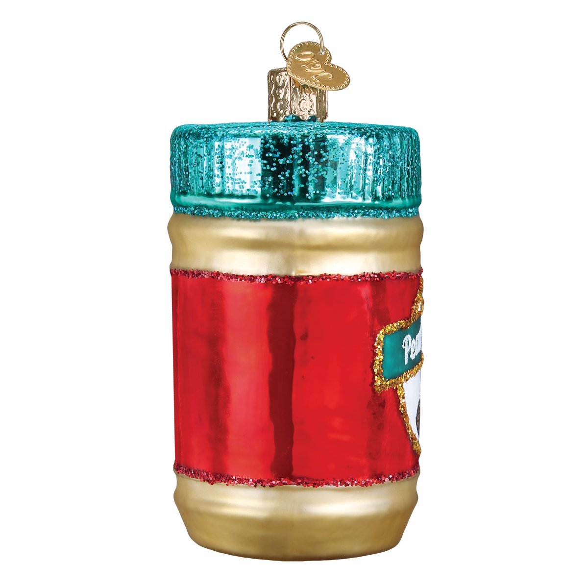 Old World Christmas Jar of Peanut Butter Glass Blown Ornament for Christmas Tree, Handcrafted Holiday Decoration, Food Collection