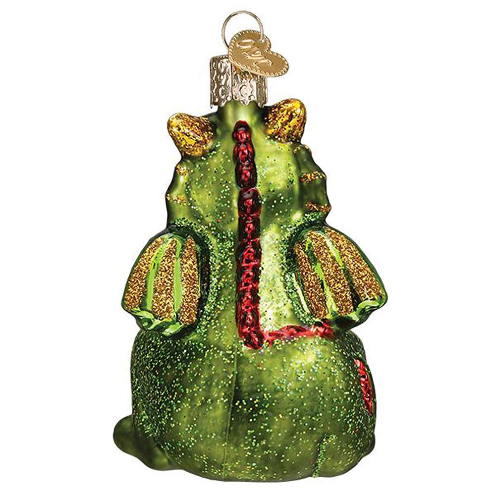 Old World Christmas Little Dragon Glass Blown Ornament for Christmas Tree, Handcrafted Holiday Decoration, Mythical Creatures Collection