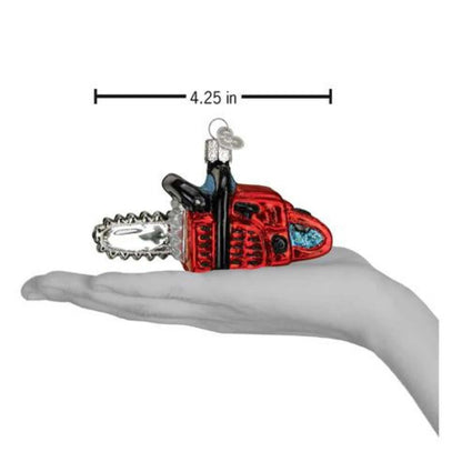 Old World Christmas Chain Saw Glass Blown Ornament for Christmas Tree, Handcrafted Holiday Decoration, Tools Collection