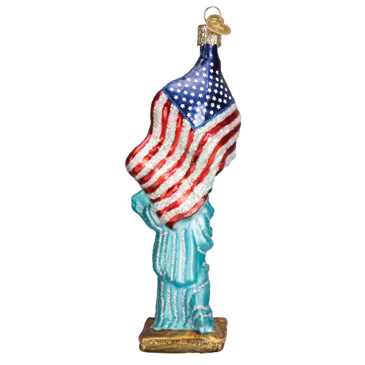 Old World Christmas Cities, Places and Landmarks Glass Blown Ornaments for Christmas Tree Statue of Liberty, 6.5, Multi Color