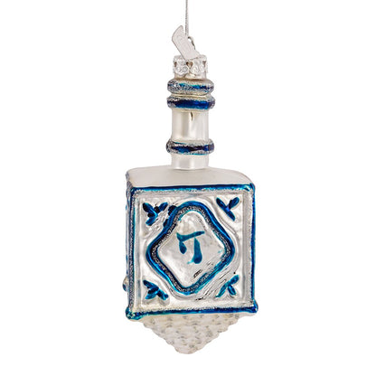 Kurt Adler 4-1/4-Inch Noble Gems Glass Jewish Dreidel Ornament for Hanukkah